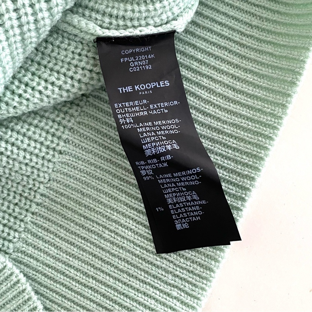 The Kooples Merino Wool Ribbed Knit Sweater in Mint Green - Picture 9 of 12